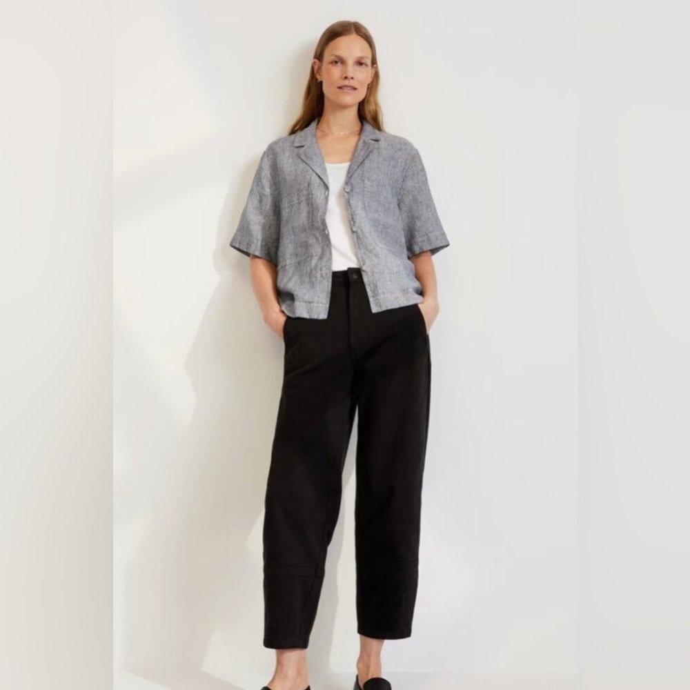 Everlane The Linen Workwear Shirt in Navy Stripe - Size XL - Picture 3 of 7